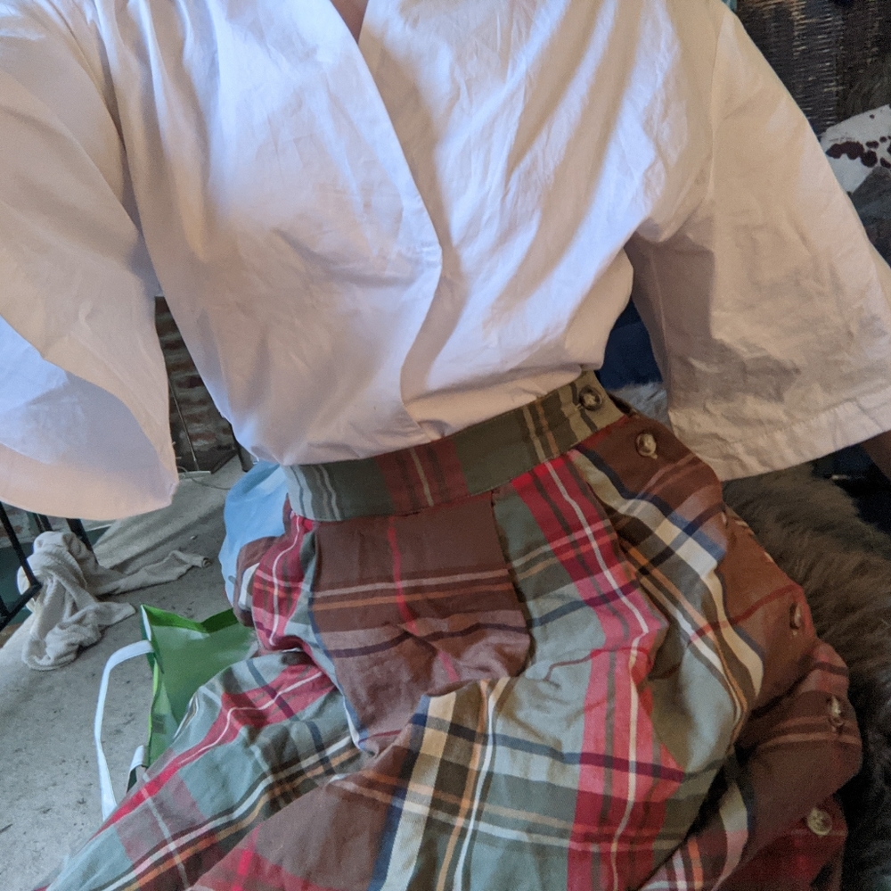Vintage Petite Plaid Pleated Skirt w Pocket - Picture 7 of 11